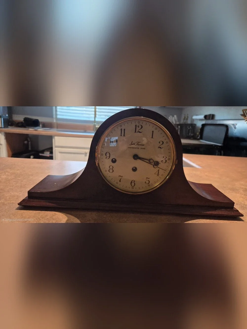 Antique-Style Mantel Clock in Brown Wood Finish